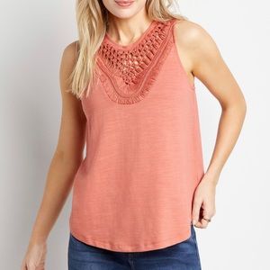 Maurices Solid Macrame High Neck Tank Top - 1X